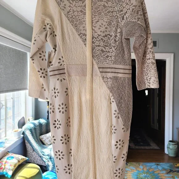 Byron Lars Beauty Mark White lace, leather look dress sz 4 - Picture 2 of 8